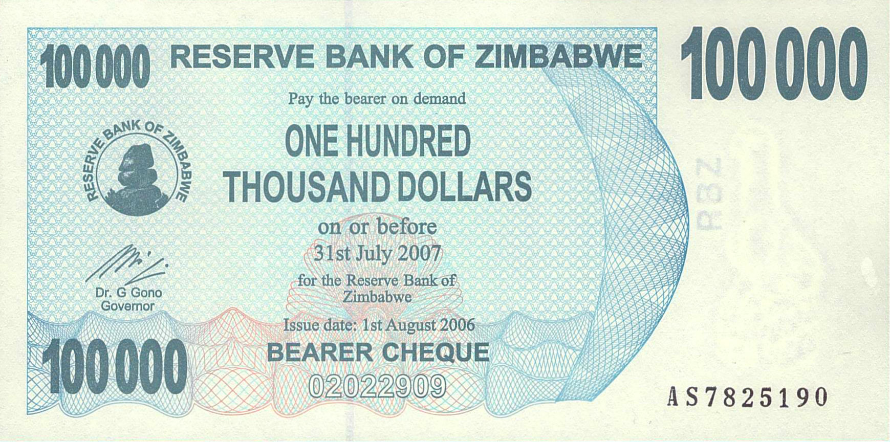 Zimbabwe 100.000 2006 UNC P-48/b